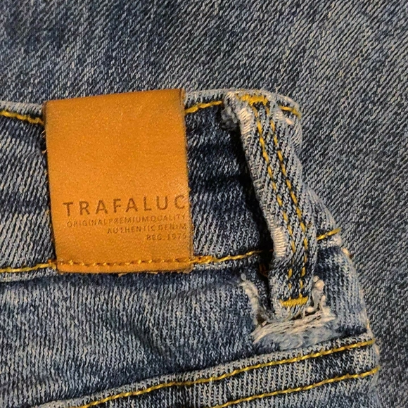 Zara Trafaluc Red Stripe Skinny Distressed Jeans - Picture 6 of 7